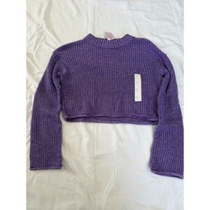Wild Fable Purple Knit Cropped Long Sleeve Sweater Size XXS